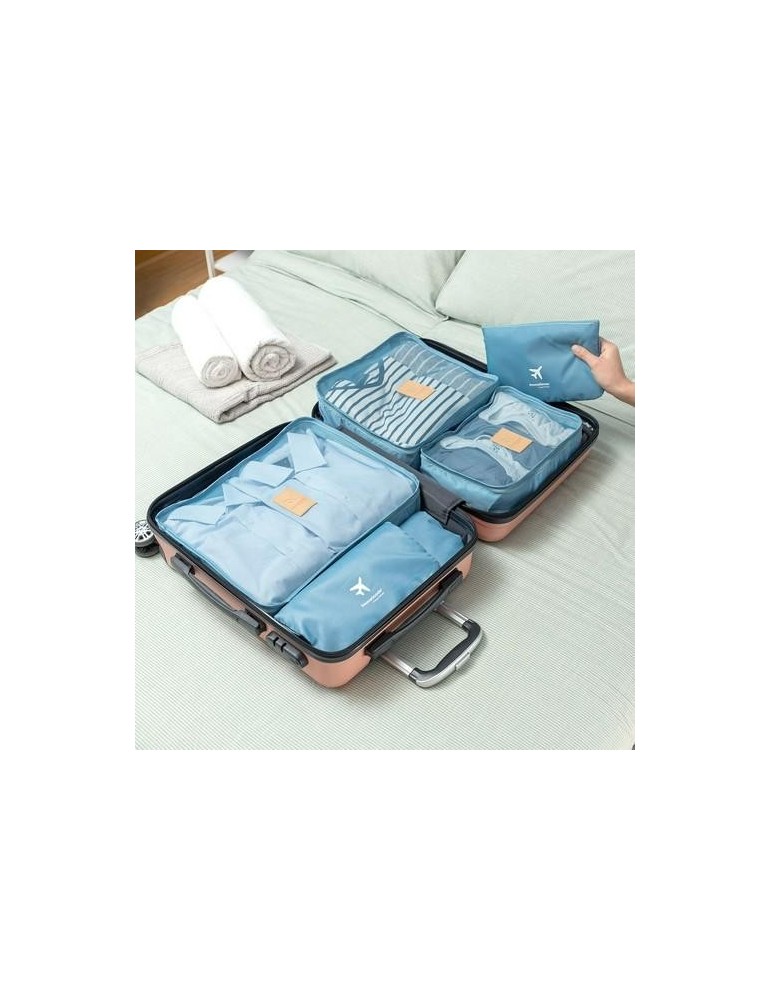 SET BOLSAS ORGANIZADORAS MALETAS 6 PIEZAS AZUL
