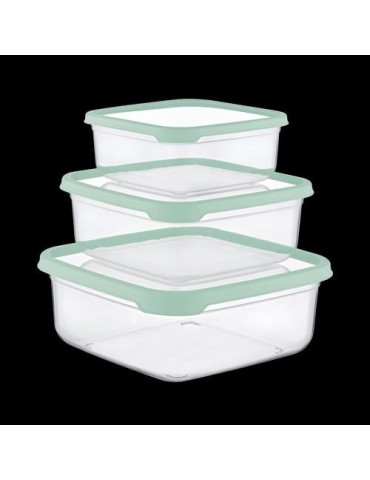 SET 3 TUPPER CUADRADO VERDE (400-800-1400ML) 04130