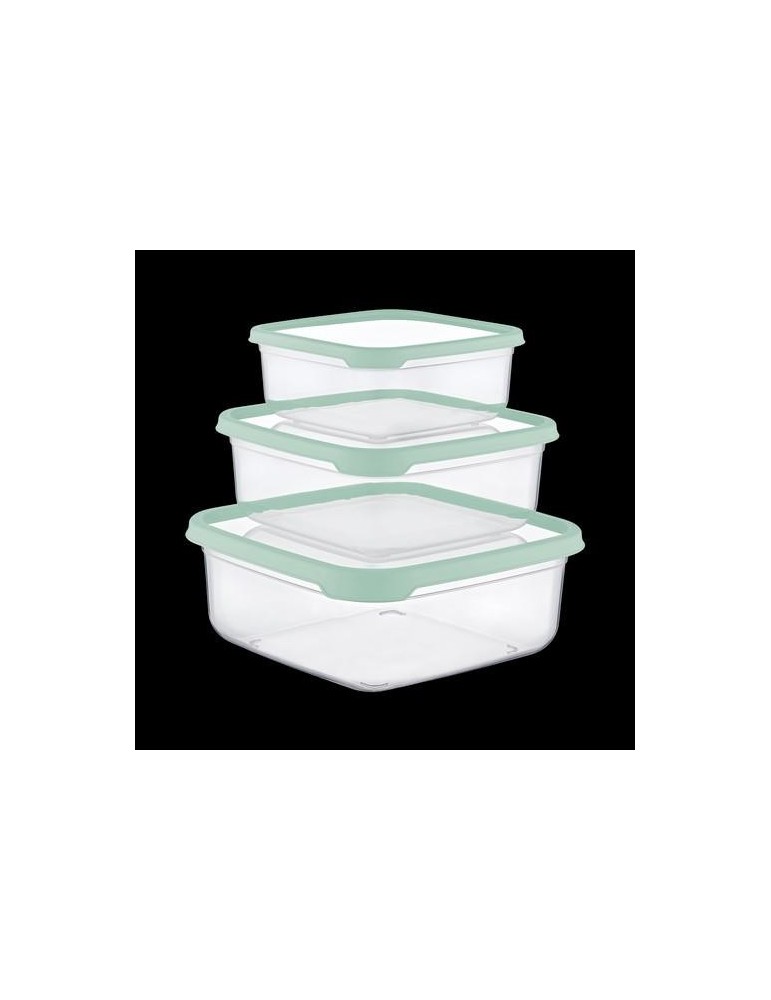 SET 3 TUPPER CUADRADO VERDE (400-800-1400ML) 04130