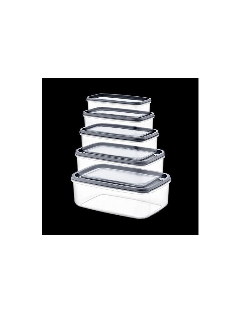 SET 5 TUPPER RECTANG GRIS 330-530-850-1300-2100ML