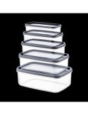 SET 5 TUPPER RECTANG GRIS 330-530-850-1300-2100ML