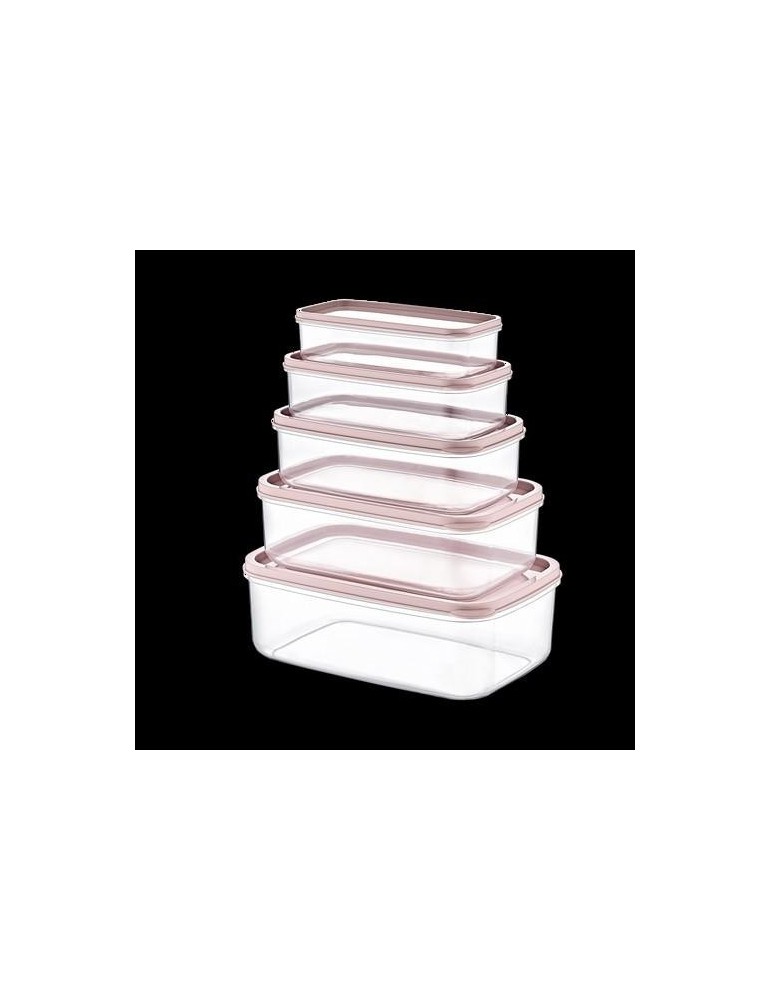 SET 5 TUPPER RECTANG ROSA 330-530-850-1300-2100ML