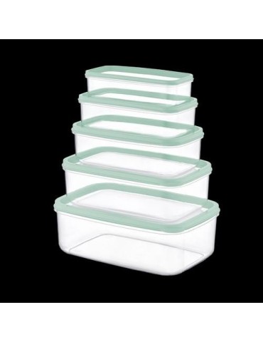 SET 5 TUPPER RECTANG VERDE 330-530-850-1300-2100ML