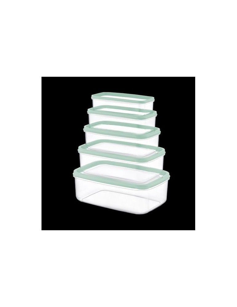 SET 5 TUPPER RECTANG VERDE 330-530-850-1300-2100ML