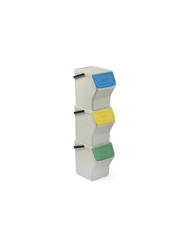 SET 3 CUBOS RECICLAJE MODULAR 20L BLANCO 1105701