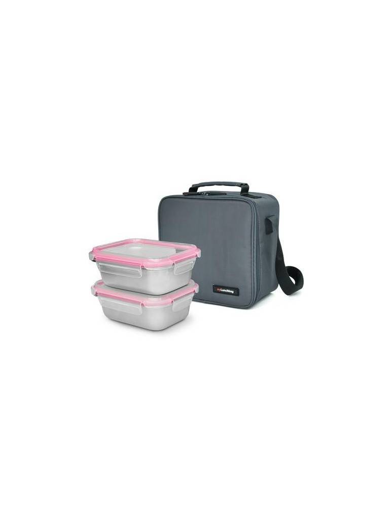LUNCHBAG INOXBAG GRIS + 2 CONTENEDOR 0.7L  9283-TX