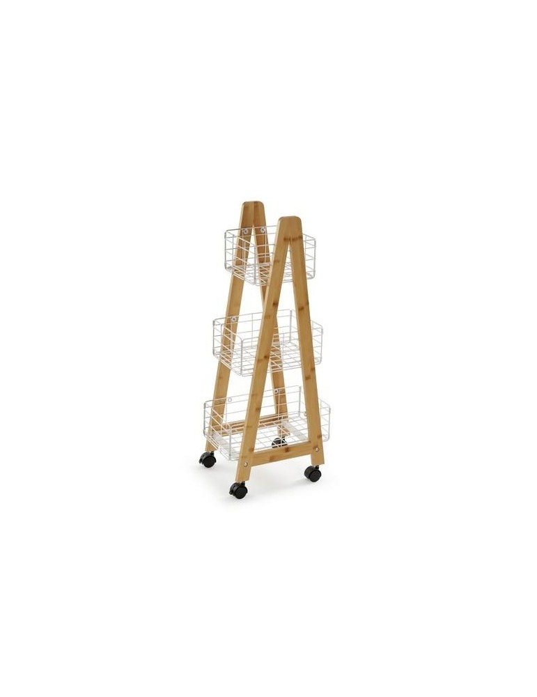 CARRO BAMBU 3 CESTAS BLANCA 35X26X86CM  21810131