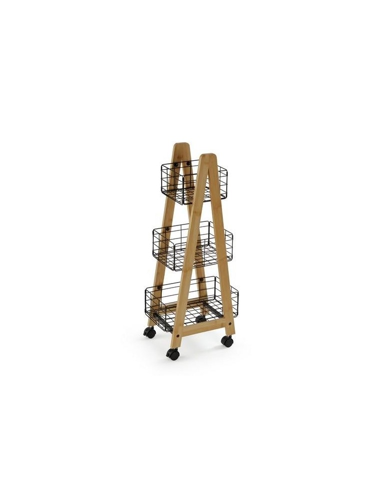 CARRO BAMBU 3 CESTAS NEGRAS 35X26X86CM  21810130