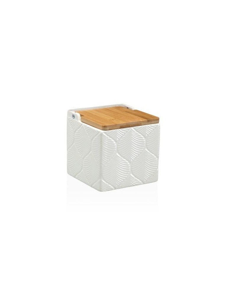 SALERO CUADRADO BLANCO HOJAS 11X11X11CM 22110131