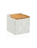 SALERO CUADRADO BLANCO HOJAS 11X11X11CM 22110131