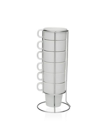 SET 6 TAZAS CAFE C/STAND PORCELANA 150ML 20090596