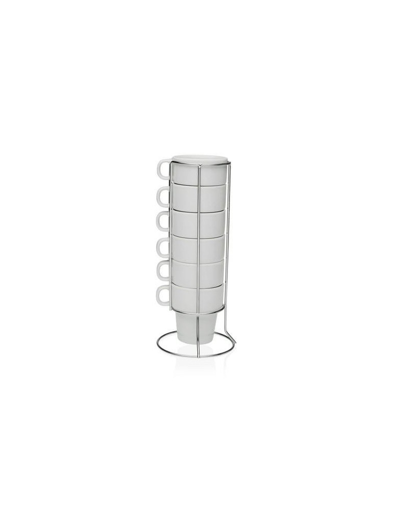 SET 6 TAZAS CAFE C/STAND PORCELANA 150ML 20090596