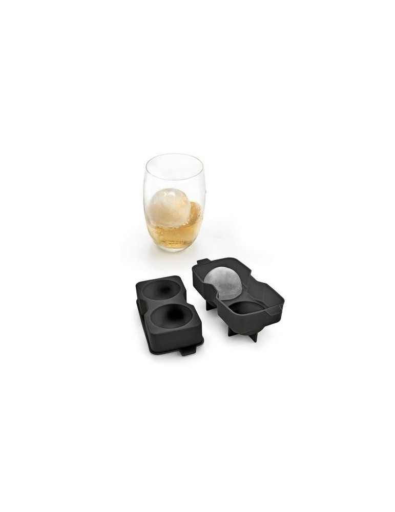 MOLDE 2 ESFERA HIELO SILICONA 16,9X7,7X6,6CM NEGRO
