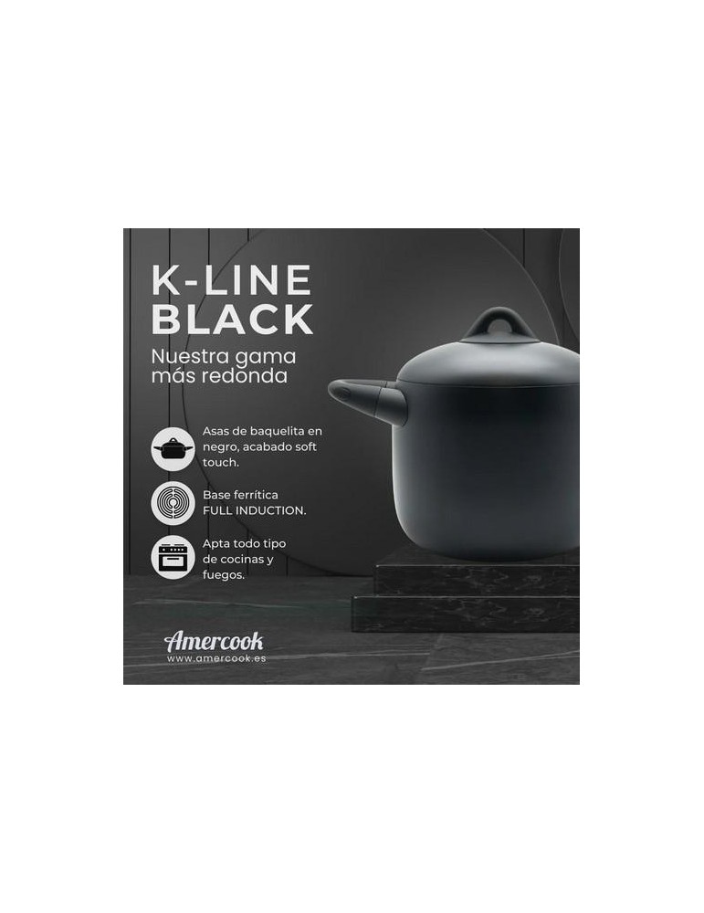 CACEROLA ALTA C/TAPA 20CM 6L K-LINE BLACK KLI0720