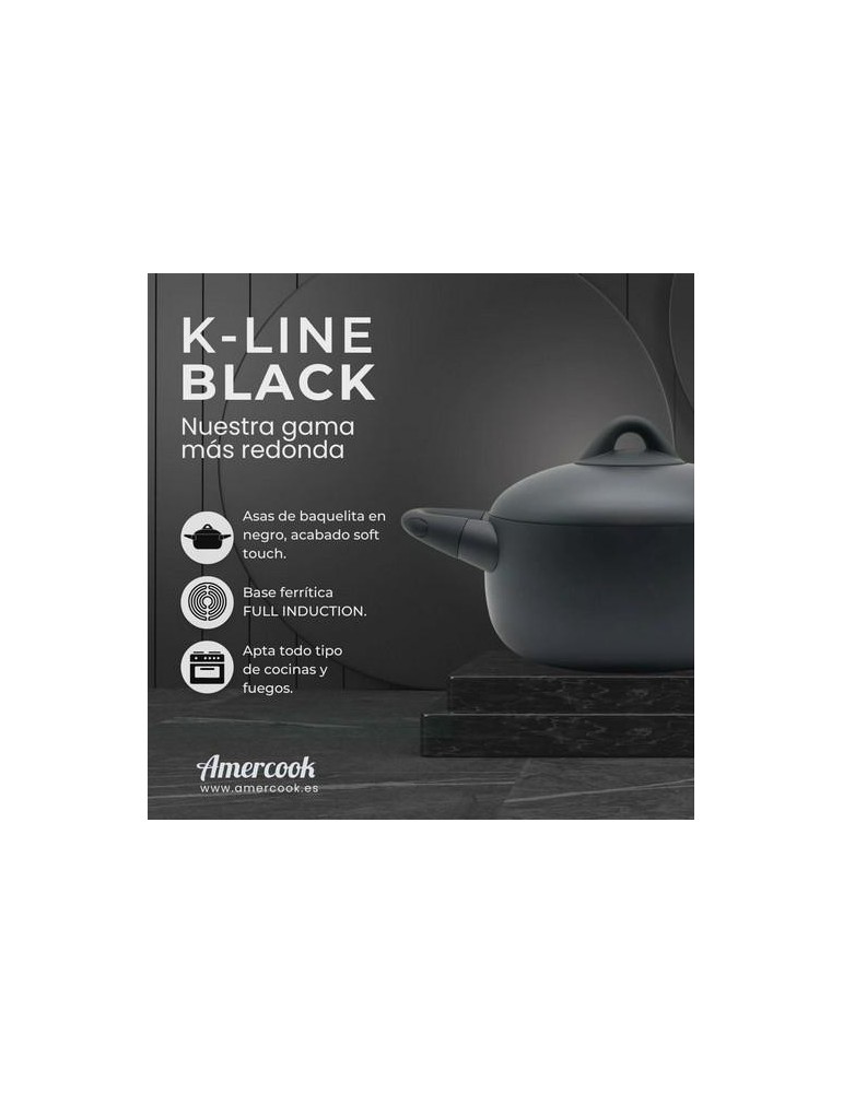 CACEROLA C/TAPA 20CM 3L K-LINE BLACK KLI0520