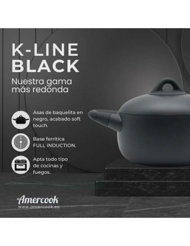 CACEROLA C/TAPA 28CM 7L K-LINE BLACK KLI0528