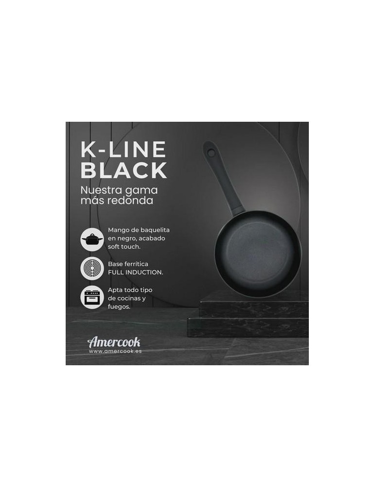SARTEN 28CM FULL INDUCTION K-LINE BLACK  KLI0128