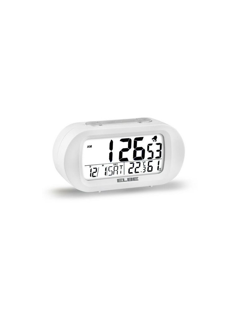RELOJ DESPERTADOR BLANCO TEMP/HUMEDAD PANTALLA 9CM