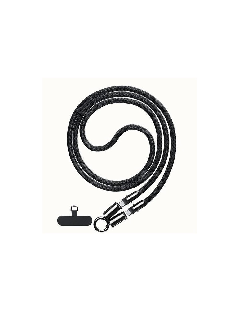 CORDON CABLE TIPO C. AC 60W 1.2M NEGRO TRENZADO