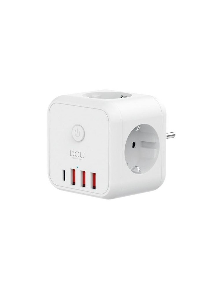 REGLETA CUBO 3 TOMAS + 4 PUERTOS USB 5V/3.4A 3680W